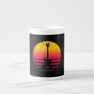 Guitar Sunset Electric Rock Music Lover Instrument Bone China Mug