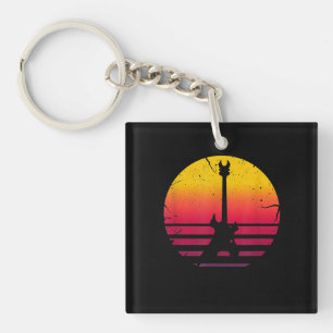 Guitar Sunset Electric Rock Music Lover Instrument Keychain