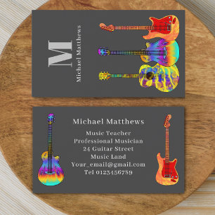 Guitar Teacher Custom Monogram Business Card