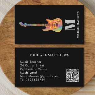 Guitar Teacher Custom QR Code Business Card