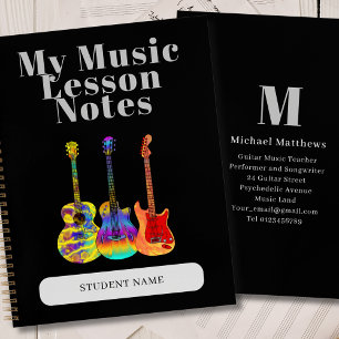 Guitar Teacher Custom Student Music Lesson Notebook