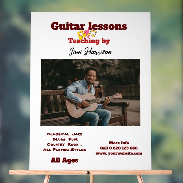 Guitar Teacher  Customized Acrylic Sign (Neutral)