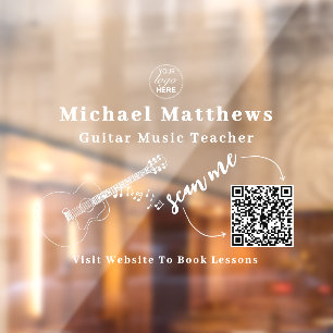 Guitar Teacher Music Lessons QR Code Window Cling
