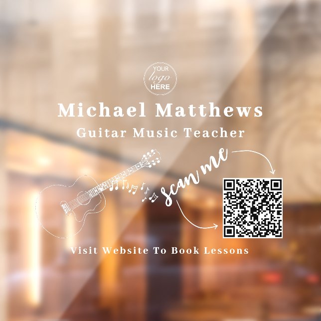 Guitar Teacher Music Lessons QR Code Window Cling (Sheet 2)