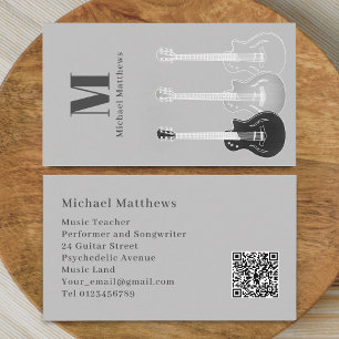 Guitar Teacher Music Professional Custom QR Code Business Card