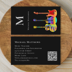 Guitar Teacher Musician Custom QR Code Business Card