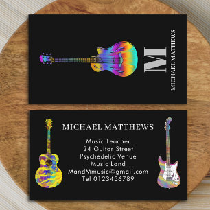Guitar Teacher Musician Monogram Business Card