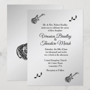 Guitar Theme Wedding Invitation  5.5" x 7.5"