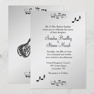 Guitar Theme Wedding Invitation  5" x 7"