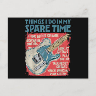 Guitar Things I Do In My Spare Time Funny Electric Postcard