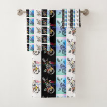 "Guitar Trilogy" Bathroom Towel Set, custom design