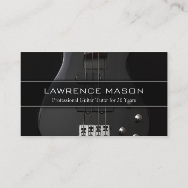 Guitar Tutor Photo of Bass Guitar - Business Card (Front)