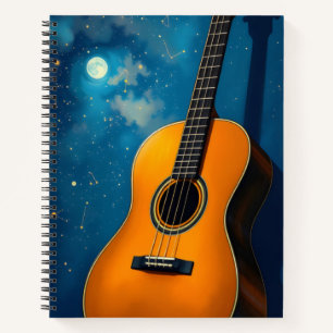 guitar under a starry night sky notebook