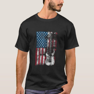 Guitar USA Flag Art Cute Patriotic Guitar Lovers U T-Shirt