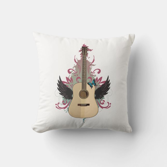 Guitar Vibes Throw Pillow (Front)