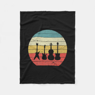 Guitar Vintage Retro Sunset Guitar Music Gift Fleece Blanket