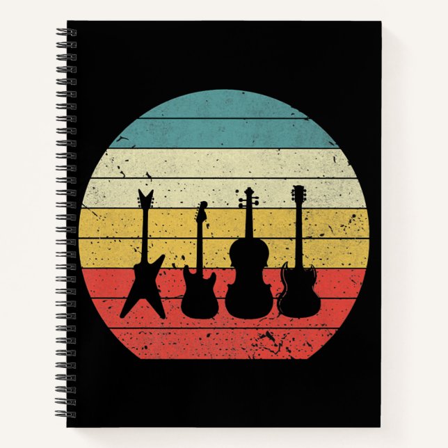 Guitar Vintage Retro Sunset Guitar Music Gift Notebook (Front)