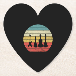 Guitar Vintage Retro Sunset Guitar Music Gift Paper Coaster
