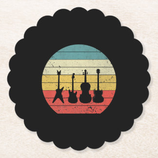 Guitar Vintage Retro Sunset Guitar Music Gift Paper Coaster