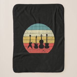 Guitar Vintage Retro Sunset Guitar Music Gift Sherpa Blanket