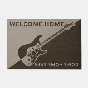 Guitar Welcome Home, Come Home Safe Retro Doormat