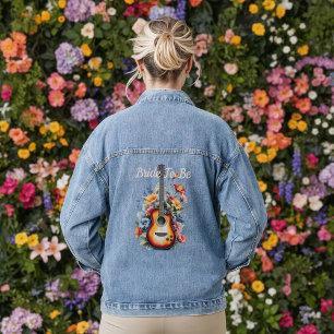 Guitar Wildflower Ampersand Musical Wedding  Denim Jacket