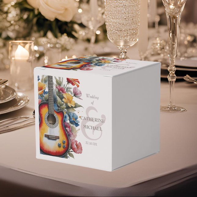 Guitar Wildflower Ampersand Musical Wedding  Favor Box (Creator Uploaded)