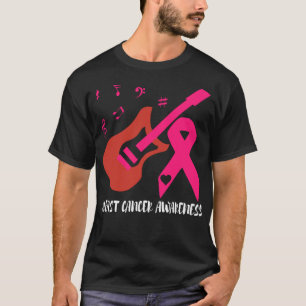 Guitar With Pink Ribbon Breast Cancer Awareness T-Shirt
