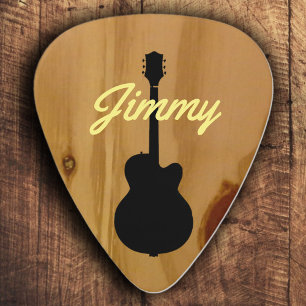 guitar wood handwritten name cool guitar pick