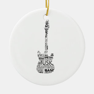 guitar word fill black music image ceramic ornament