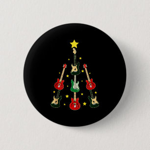 Guitar Xmas Tree Musical Guitar Lovers Guitarist C 2 Inch Round Button