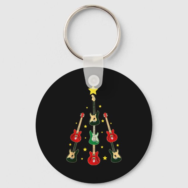 Guitar Xmas Tree Musical Guitar Lovers Guitarist C Keychain (Front)