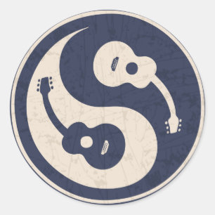 Guitar Yang -blue Classic Round Sticker