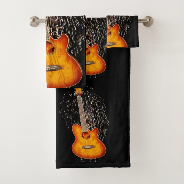 Guitare Acoustique Avec Feu D'Oeuvre, (En situation)