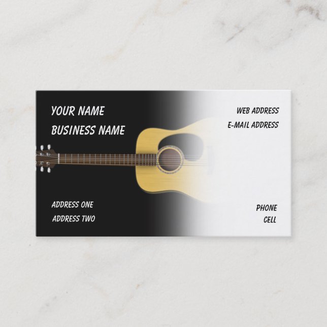 Guitare acoustique - Carte de visite de musique (Devant)