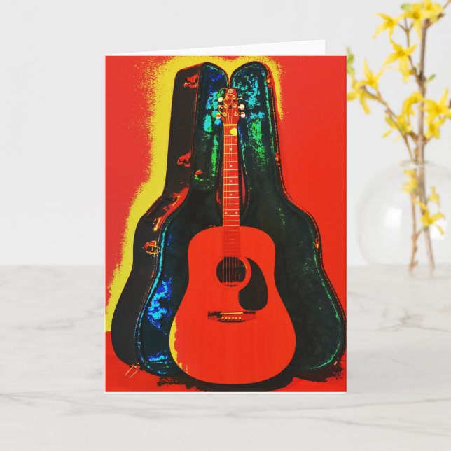 Guitare acoustique et affiche Coque carte de note  (Fleur jaune)