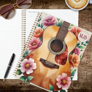 Guitare Acoustique Florale Aquarelle