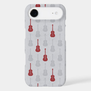 Guitare acoustique grungeuse pois blancs rouges