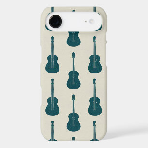 Guitare acoustique grungeuse pois bleu crème