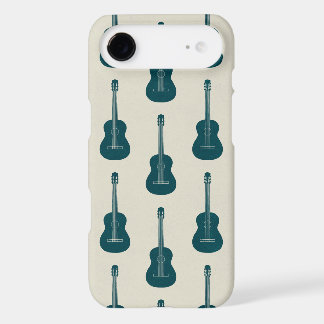 Guitare acoustique grungeuse pois bleu crème