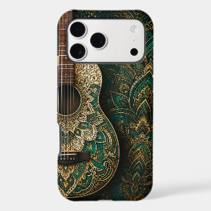 Guitare Acoustique Mandala Vert Émeraude et Or