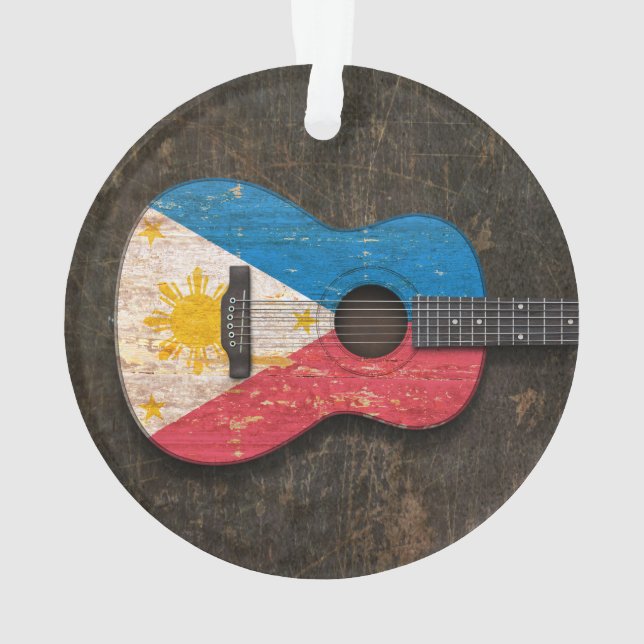 Guitare acoustique rayée et utilisée de drapeau (dos)
