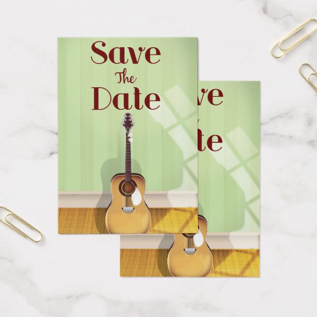 Guitare Acoustique Vintage Sauvegarder la Date (Bureau)