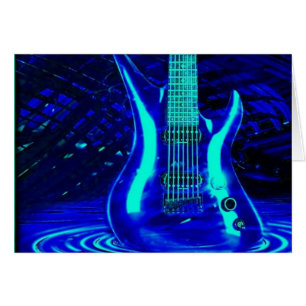 Guitare bleue au néon