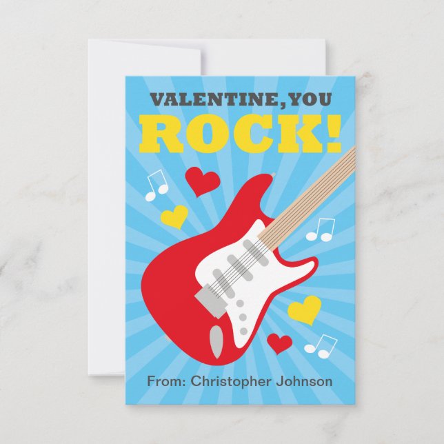 Guitare Classroom Valentine Cartes pour enfants (Devant)