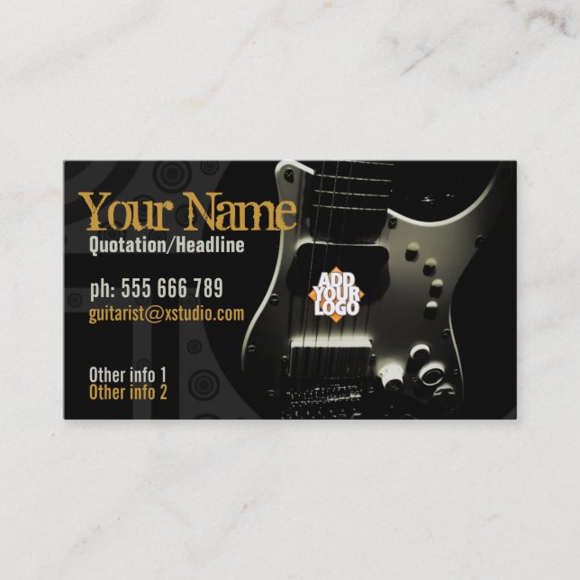 Guitare Dark Grunge avec Carte de visite de logo (Devant)