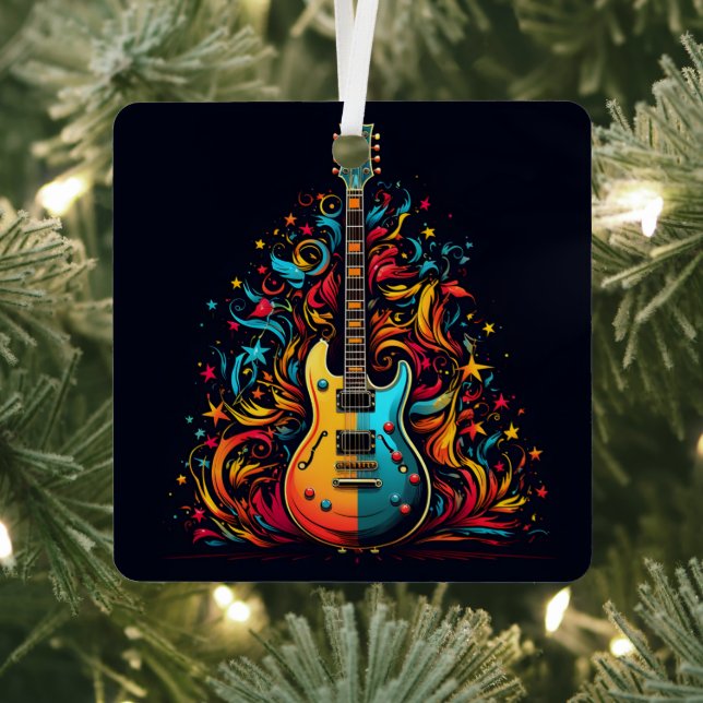Guitare de Noël ornement métal arbre de Noël (Insitu)