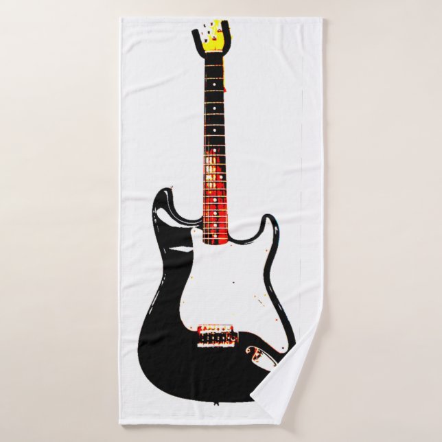 Guitare électrique en noir (Serviette de bain)