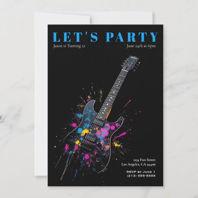 Guitare électrique Invitation de fête d'anniversai (Devant)
