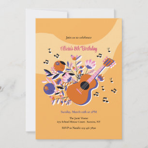 Guitare et fleurs Invitation